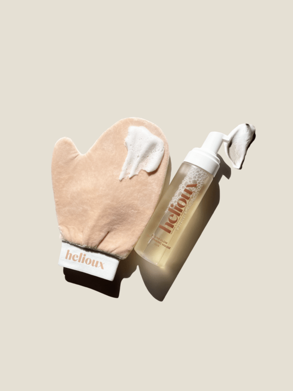 Kahepoolne luksuslik päevituskinnas ja Clear glow isepruunistav vaht 200ml