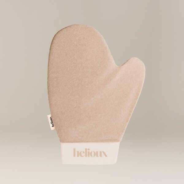 Luksuslik Helioux Velvet Tanning Mitt kahepoolne aplikaatorkinnas täiusliku ja ühtlase päevituse saavutamiseks